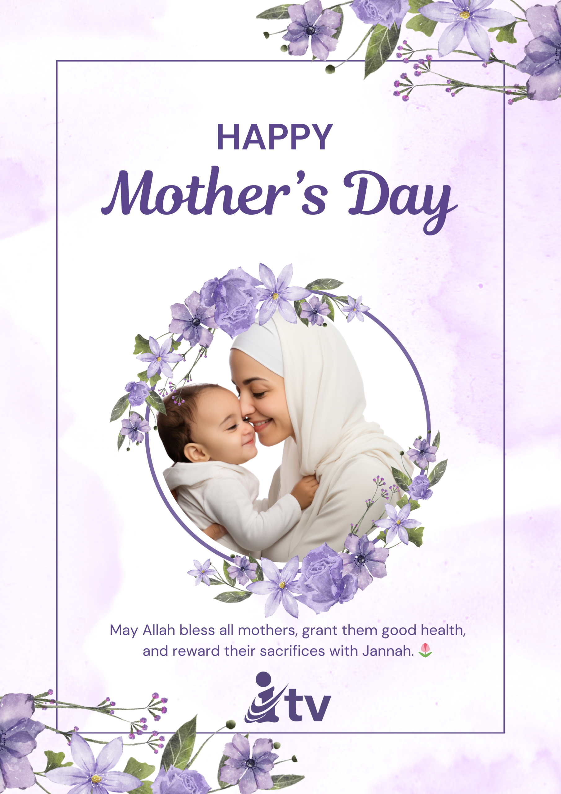 Purple Watercolor Happy Mother's Day Flyer